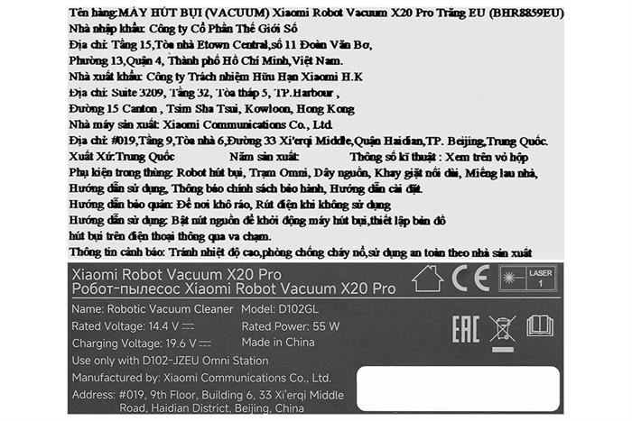Xiaomi Robot Vacuum X20 Pro trắng (BHR8859EU)